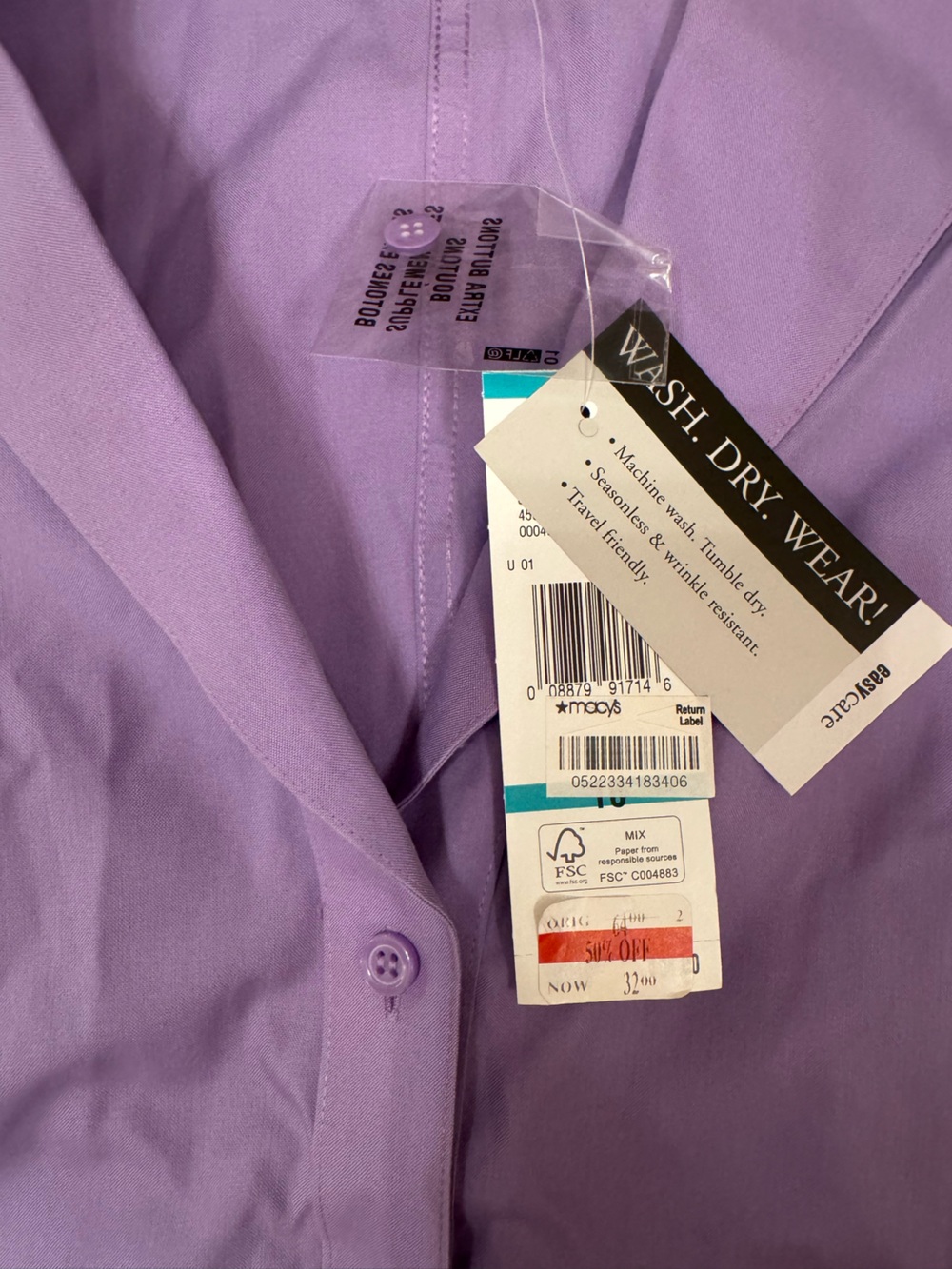 Jones New York Lavender Sleeveless Button-Down Shirt - Picture 6 of 6